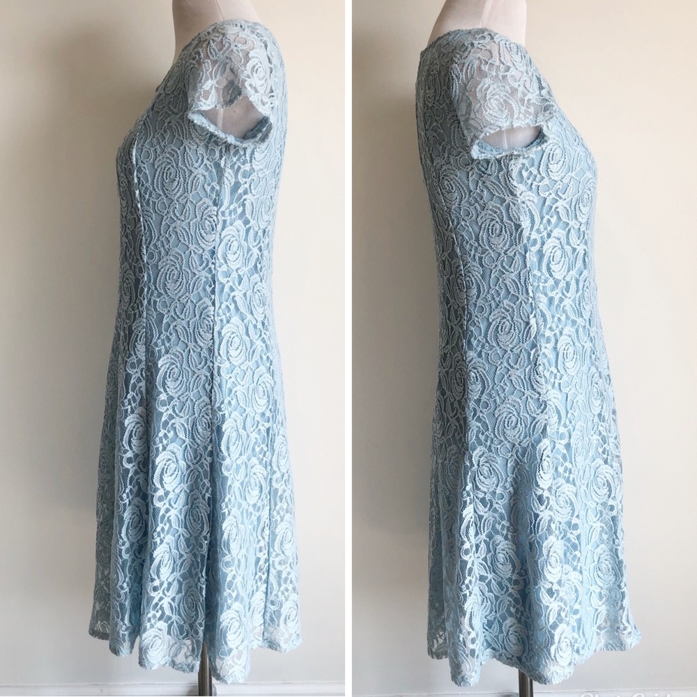 Perceptions Blue Lace Short Sleeved Skater Dress S - Picture 2 of 16